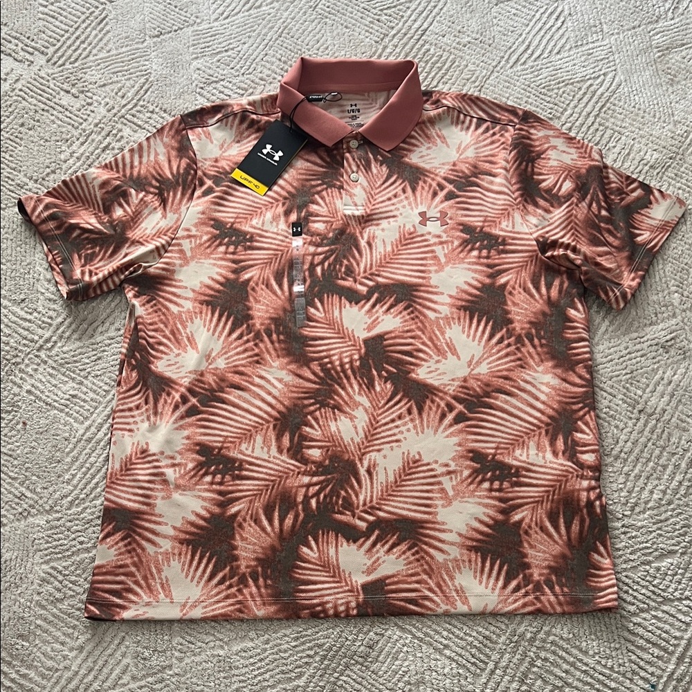 Men’s Under Armour Golf Loose Fit Pink Floral Polo Shirt